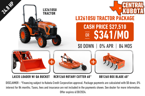 LX2610SU Central kubota Tractor Package Updated 4-3